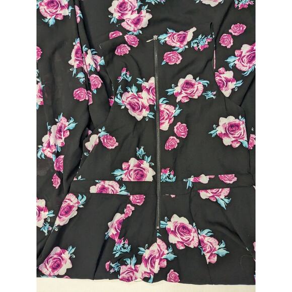Torrid Maxi Dress 10 Black Sleeveless High Neck Lined Pink Rose Pattern - Picture 6 of 6